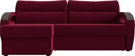 Угловой диван-кровать «Форсайт» Бордовый, Микровельвет, левый