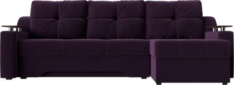 Угловой диван-кровать «Сенатор» Фиолетовый, Велюр, правый