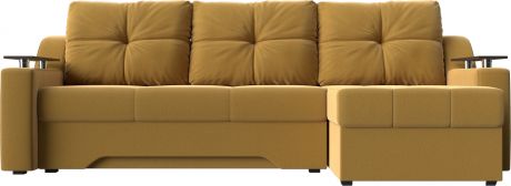 Угловой диван-кровать «Сенатор» Желтый, Микровельвет, правый