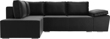 Угловой диван-кровать «Хьюго» Черный, Экокожа, левый
