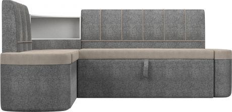 Кухонный угловой диван «Тефида» бежевыйСерый, Рогожка, левый