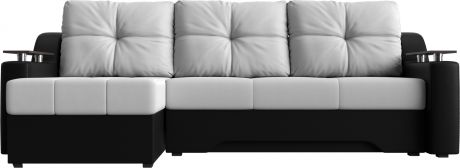 Угловой диван-кровать «Сенатор» БелыйЧерный, Экокожа, левый