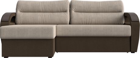 Угловой диван-кровать «Форсайт» бежевыйкоричневый, Рогожка, левый