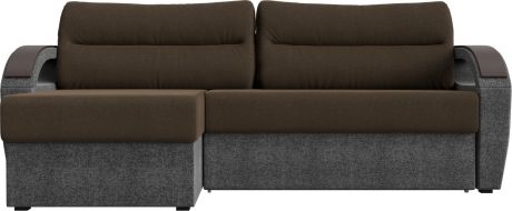 Угловой диван-кровать «Форсайт» коричневыйСерый, Рогожка, левый
