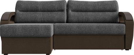 Угловой диван-кровать «Форсайт» Серыйкоричневый, Рогожка, левый