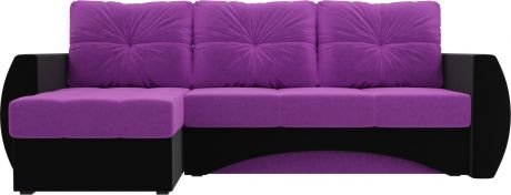 Угловой диван-кровать «Сатурн» ФиолетовыйЧерный, Микровельвет, левый