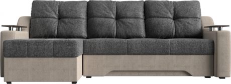 Угловой диван-кровать «Сенатор» серыйбежевый, Рогожка, левый