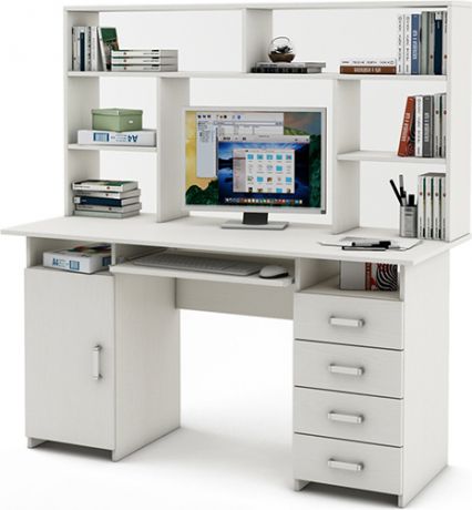 Письменный стол «Лайт 7К» с надстройкой Белый