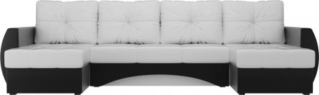 Угловой П-образный диван «Сатурн» БелыйЧерный, Экокожа