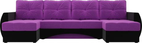 Угловой П-образный диван «Сатурн» ФиолетовыйЧерный, Микровельвет