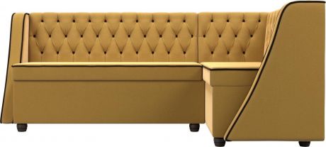 Кухонный угловой диван «Лофт» Желтыйкоричневый, Микровельвет, правый