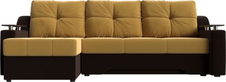 Угловой диван-кровать «Сенатор» Желтыйкоричневый, Микровельвет, левый