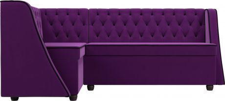 Кухонный угловой диван «Лофт» ФиолетовыйЧерный, Микровельвет, левый