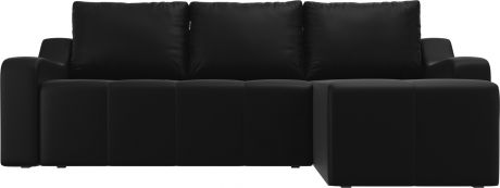 Угловой диван-кровать «Элида» Черный, Экокожа, правый