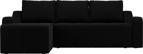 Угловой диван-кровать «Элида» Черный, Микровельвет, левый