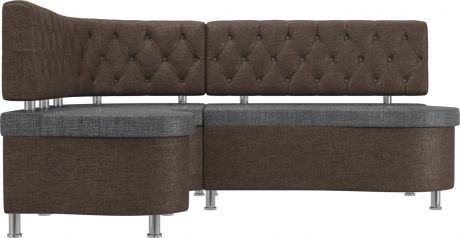 Кухонный угловой диван «Вегас» Серыйкоричневый, Рогожка, левый
