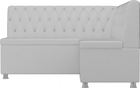 Кухонный угловой диван «Мирта» Белый, Экокожа, правый