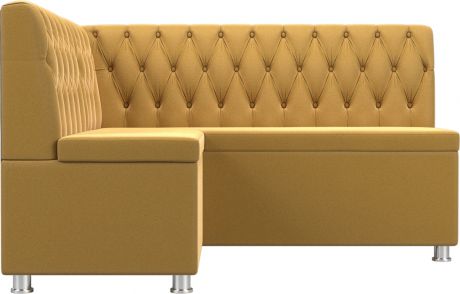 Кухонный угловой диван «Мирта» Желтый, Микровельвет, левый