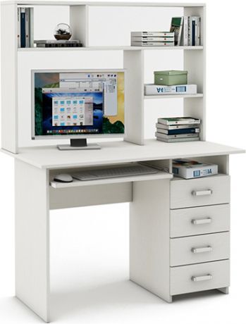 Письменный стол «Лайт 5К» с надстройкой Белый