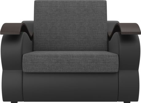 Кресло-кровать «Меркурий 80» Серый\черный, Рогожка\Экокожа