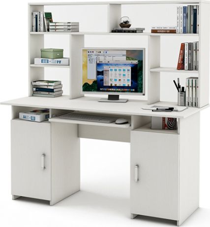 Письменный стол «Лайт 6К» с надстройкой Белый