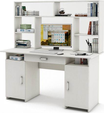 Письменный стол «Лайт 6Я» с надстройкой Белый