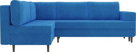 Угловой диван-кровать «Сильвана» Голубой, Велюр, левый