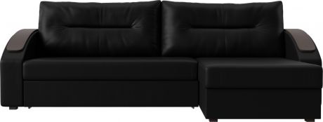 Угловой диван-кровать «Канзас» Черный, Экокожа, правый