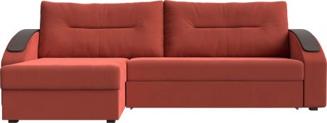 Угловой диван-кровать «Канзас» Коралловый, Микровельвет, левый