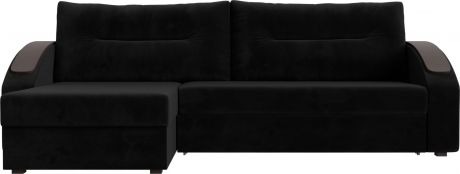 Угловой диван-кровать «Канзас» Черный, Велюр, левый
