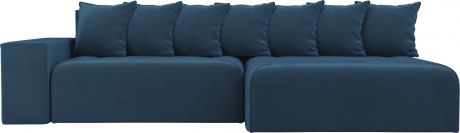 Угловой диван-кровать «Кёльн» Голубой, Велюр, правый
