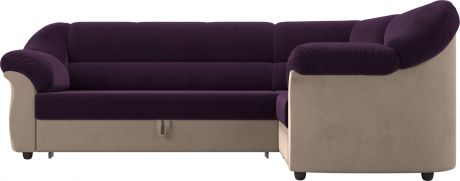 Угловой диван-кровать «Карнелла» фиолетовыйбежевый, Велюр, правый