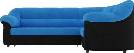 Угловой диван-кровать «Карнелла» голубойчерный, Велюр, правый