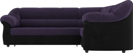 Угловой диван-кровать «Карнелла» Фиолетовый\Черный, Велюр, правый