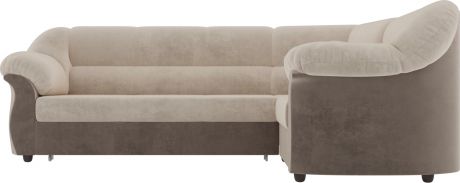 Угловой диван-кровать «Карнелла» бежевыйкоричневый, Велюр, правый