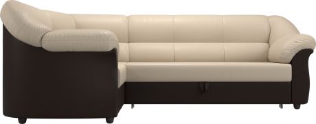 Угловой диван-кровать «Карнелла» бежевыйкоричневый, Экокожа, левый