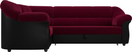 Угловой диван-кровать «Карнелла» БордовыйЧерный, МикровельветЭкокожа, левый