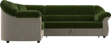 Угловой диван-кровать «Карнелла» ЗеленыйБежевый, Микровельвет, левый