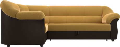 Угловой диван-кровать «Карнелла» Желтыйкоричневый, МикровельветЭкокожа, левый
