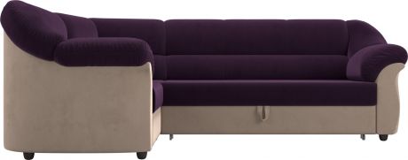 Угловой диван-кровать «Карнелла» фиолетовыйбежевый, Велюр, левый