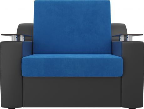 Кресло-кровать «Сенатор 60» голубойчерный, ВелюрЭкокожа