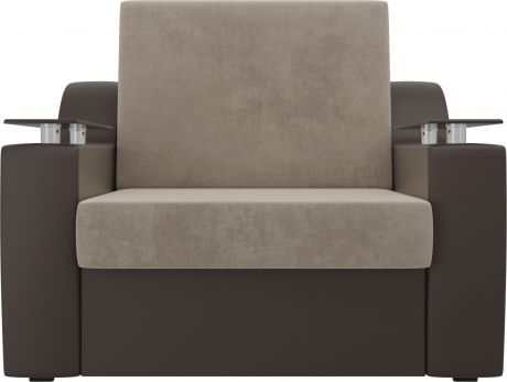 Кресло-кровать «Сенатор 60» бежевыйкоричневый, ВелюрЭкокожа
