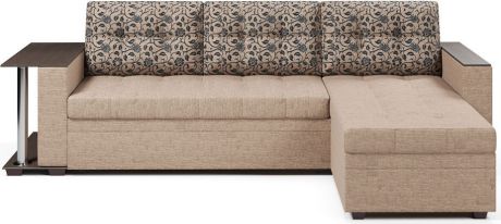 Угловой диван-кровать «Атланта со столом 2» Beige, рогожка, правый