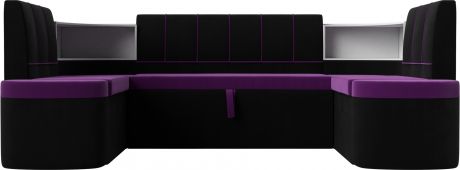 П-образный диван-кровать «Тефида» ФиолетовыйЧерный, Микровельвет