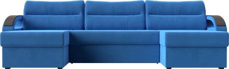 Угловой П-образный диван «Форсайт» Голубой, Велюр