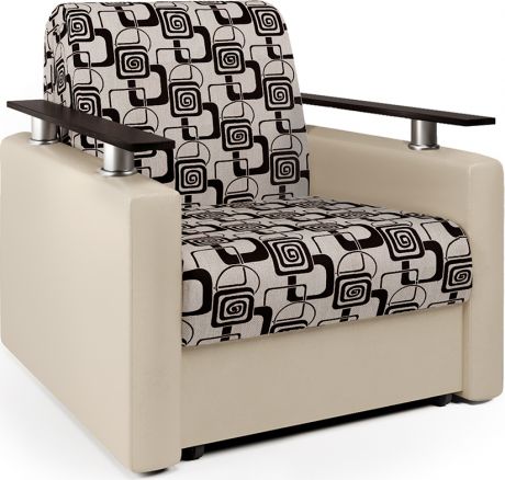 Кресло-кровать «Шарм» Бежевый, ромбы, экокожа, шенилл