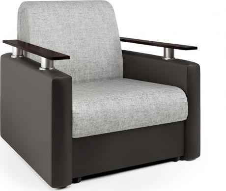 Кресло-кровать «Шарм» Шоколад, серый, экокожа, шенилл