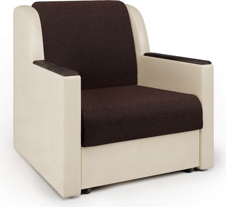 Кресло-кровать «Аккорд Д» Шоколад, бежевый, рогожка, экокожа