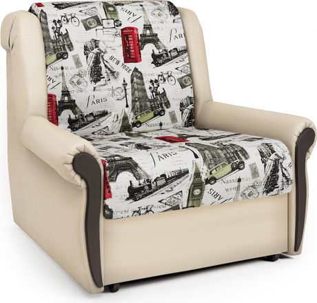 Кресло-кровать «Аккорд М» Париж, бежевый, велюр, экокожа