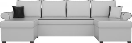 Угловой П-образный диван «Милфорд» Белый, Экокожа